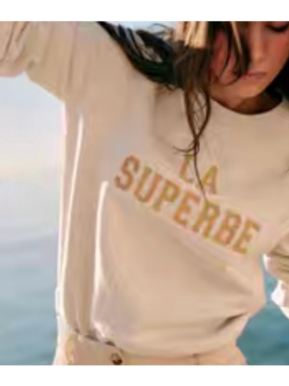 Sezane Cream 'La Superbe' Crewneck Sweater